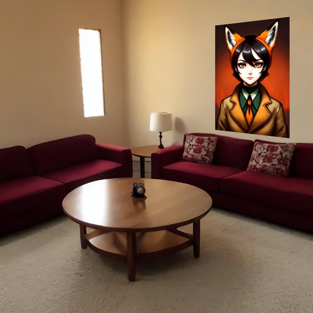 Poster Mulheres jovens zoomorficas Raposa negra | Arte AI (Criador carregado)