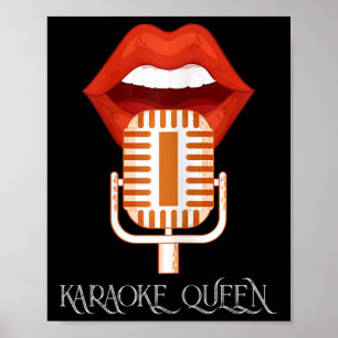 Poster Mulheres Karaoke Queen Singer Music Micropho