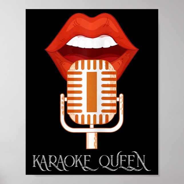 Poster Mulheres Karaoke Queen Singer Music Micropho (Frente)