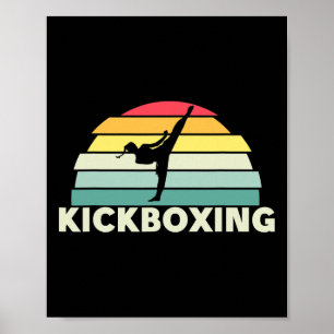 Poster Mulheres Kickboxing Artes Marciais Retro Karate Ga