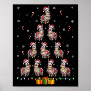 Poster Mulheres Llama Santa Hat Xmas Luzes Homens Mulhere