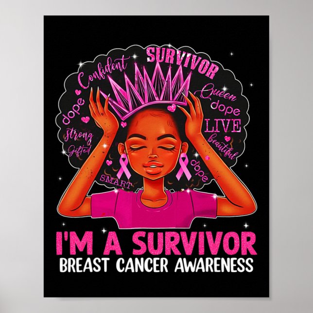Poster Mulheres Menina, eu sou um Sobrevivente Cancer Con (Frente)