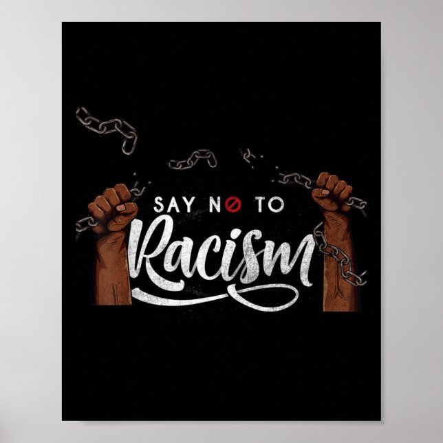 Poster Mulheres Meninas Meninas Dizem Não Ao Racismo Cita (Frente)