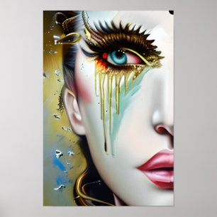 Poster Mulheres Místicas Etéreas Lindas com Lágrimas de O