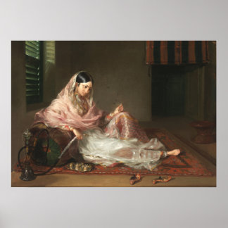 Poster Mulheres Muçulmanas Indianas Fumando Hookah