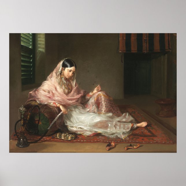 Poster Mulheres Muçulmanas Indianas Fumando Hookah (Frente)