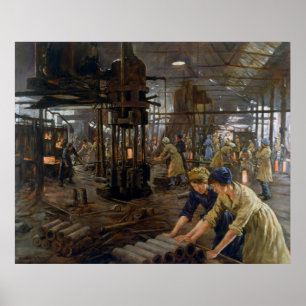 Poster Mulheres Munitions 1918 na Fábrica da Primeira Gue