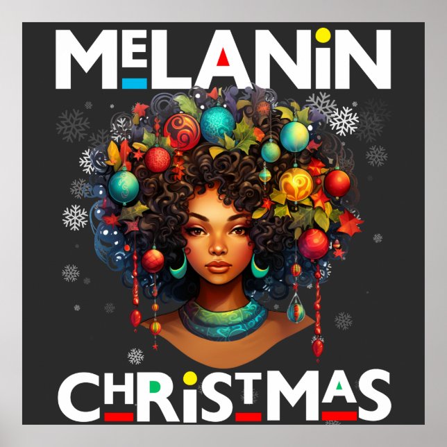 Poster Mulheres negras melanina de Natal Irmã Xmas Sistas (Frente)