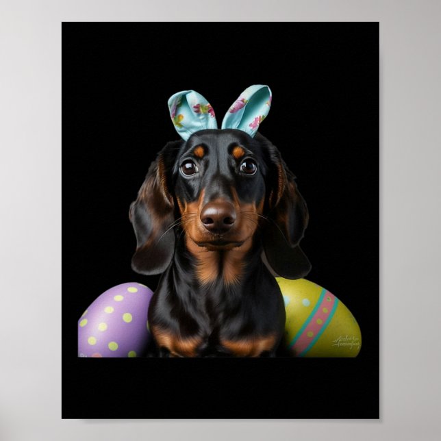 Poster Mulheres no Dia do Felz pascoa da Páscoa Dachshund (Frente)