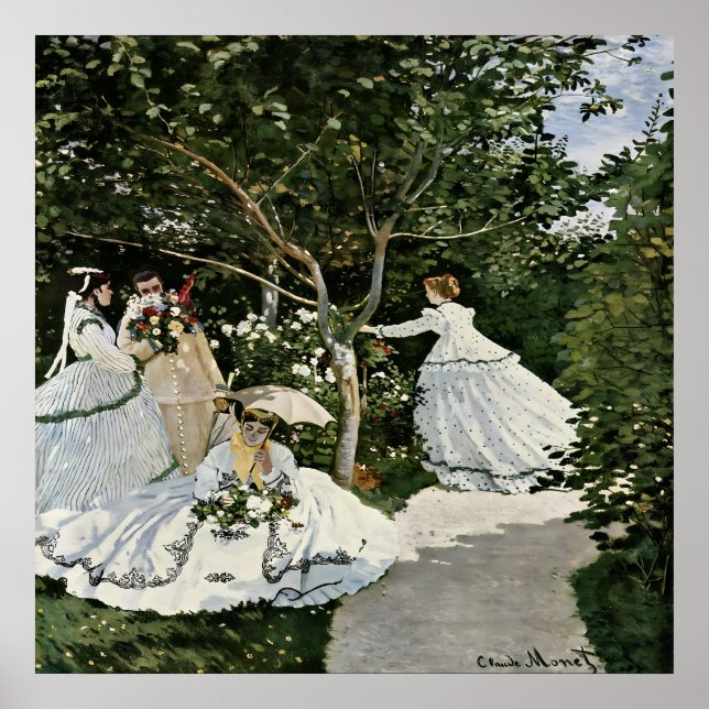 Poster Mulheres no Jardim por Claude Monet (Frente)