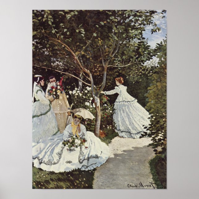 Poster Mulheres no Jardim por Claude Monet (Frente)