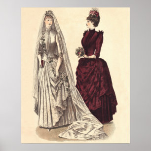 Poster Mulheres nupciais do casamento do vintage