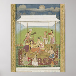 Pôster Mulheres ouvindo música em um jardim, do Sm