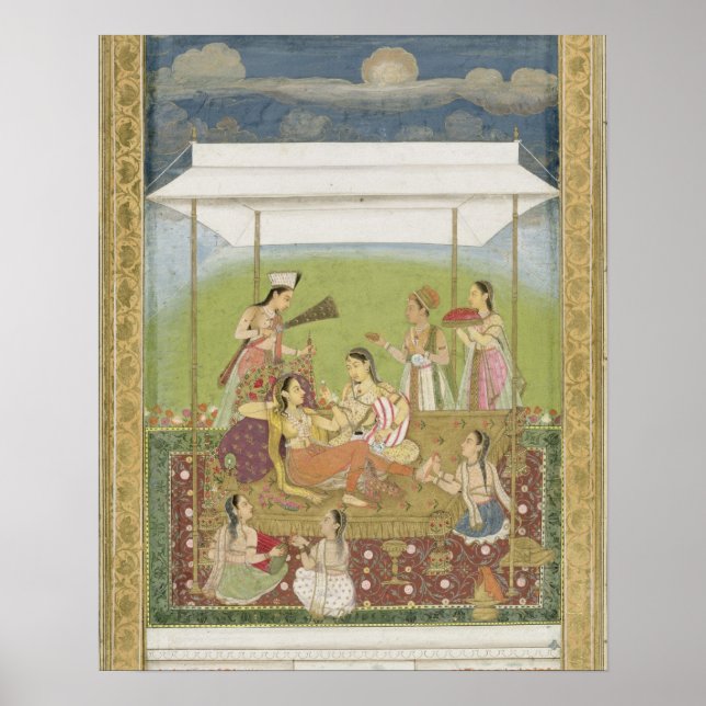 Pôster Mulheres ouvindo música em um jardim, do Sm (Frente)