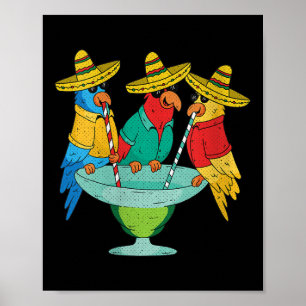 Poster Mulheres Parrot Cinco De Mayo Funny Bebendo Tequil