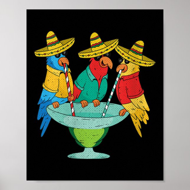 Poster Mulheres Parrot Cinco De Mayo Funny Bebendo Tequil (Frente)