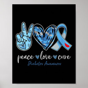 Poster Mulheres Paz Amor Cinza Azul Fita Diabetes A