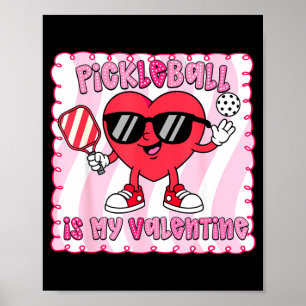 Poster Mulheres pickleball coração fofo pickleball é