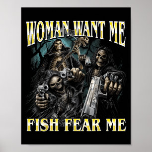Poster Mulheres Querem Peixe Temem Piada Difícil Esquelet