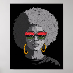 Poster Mulheres Rainha Negra Afro Melanin Face Derrubando
