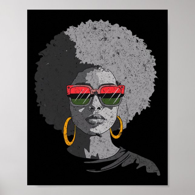Poster Mulheres Rainha Negra Afro Melanin Face Derrubando (Frente)