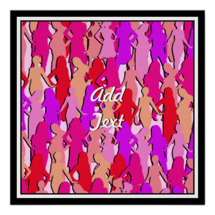 Pôster Mulheres Rosa Silhouette