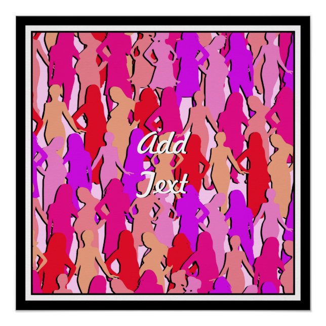 Pôster Mulheres Rosa Silhouette (Frente)