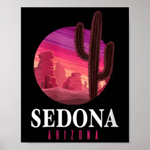 Poster Mulheres Sedona Arizona Cactus Pôr do Sol Deserto