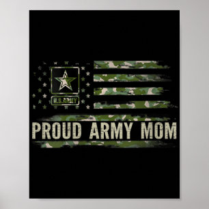 Poster Mulheres Vintage Exército Orgulhoso Mãe Camo Ameri