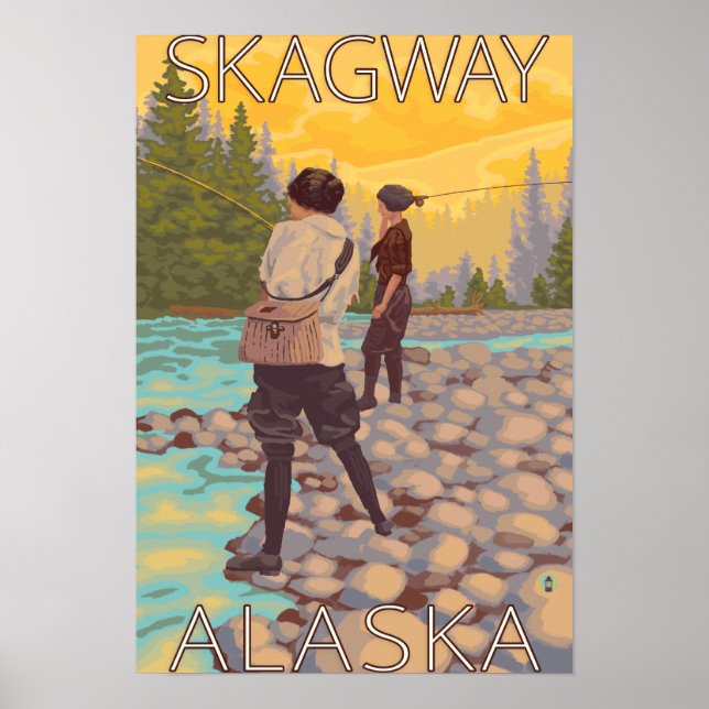 Poster Mulheres Voam Pescado - Skagway, Alasca (Frente)