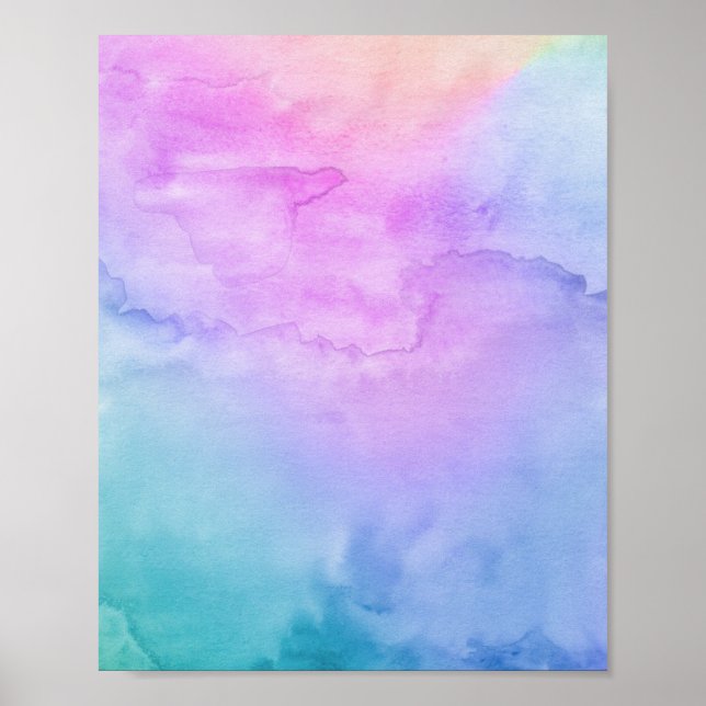 Poster Multi Color Watercolor Duo Abstract Painting (Frente)