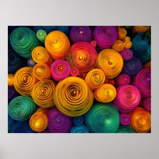 Poster Multicolored concentric circles abstract texture (Frente)