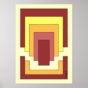 Poster Multicor do Abstrato retângulo (estilo 70s)
