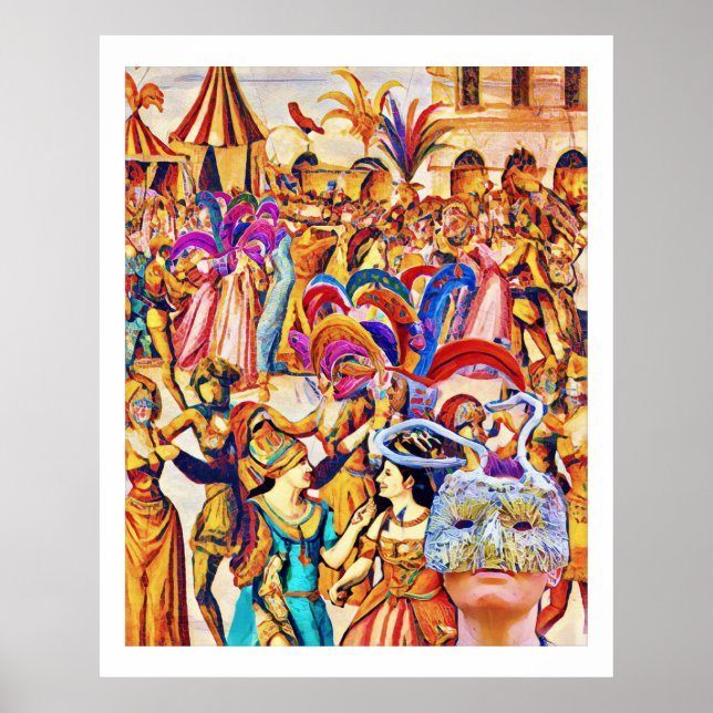 Poster Multidão celebrando carnaval (Frente)