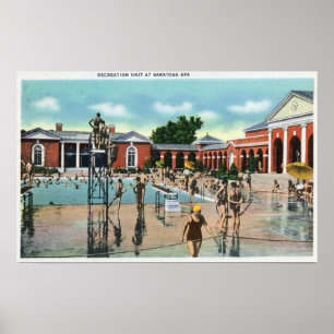 Poster Multidões na piscina dos termas de Saratoga