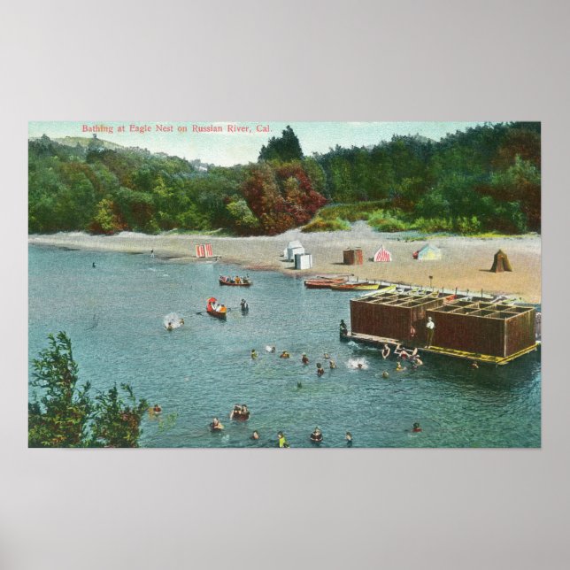 Pôster Multidões Nadando no Rio Russo (Frente)