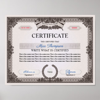 Poster Multipurpose Certificate