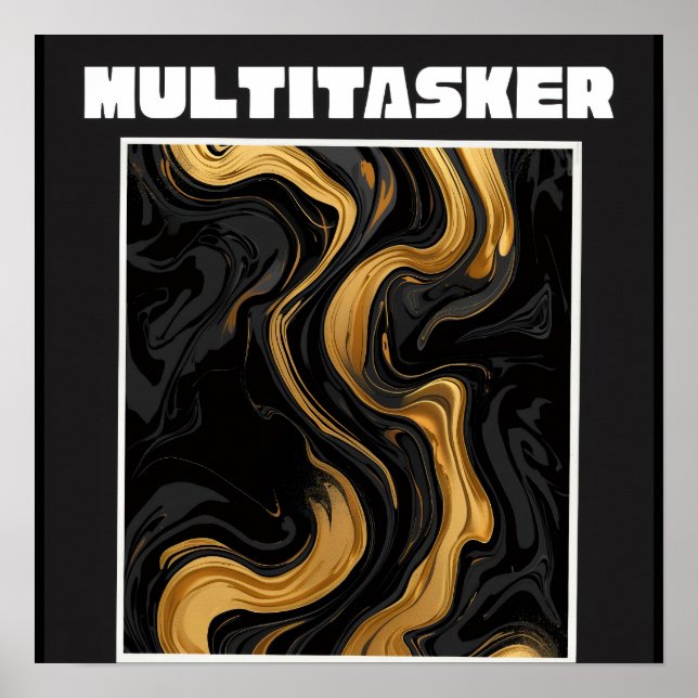 Poster Multitarefa Ouro Mármore Líquido - Abstrato Luxuos (Frente)