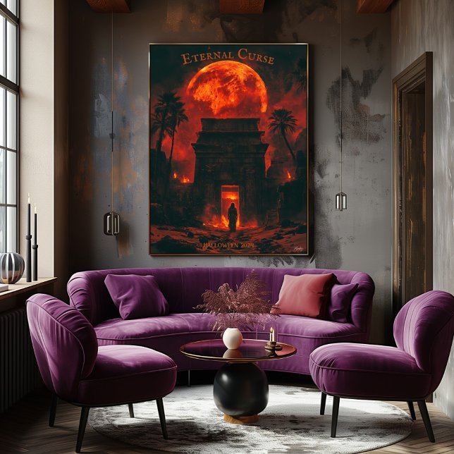 Poster Múmia Ascendente no Halloween - Tumba Antiga e Lua (Criador carregado)