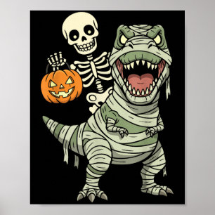 Poster Múmia de Dinossauro Esqueleto Montando T Rex Diver