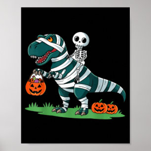 Poster Múmia de Esqueleto Montando Dinossauro T rex Hallo