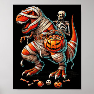 Poster Múmia de Esqueleto Montando Dinossauro T Rex Menin