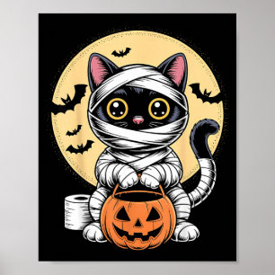 Poster Múmia de Gato Preto Homens Mulheres Crianças Dia d