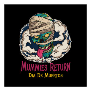 Pôster Mummies Dia De Muertos - Dia dos Mortos