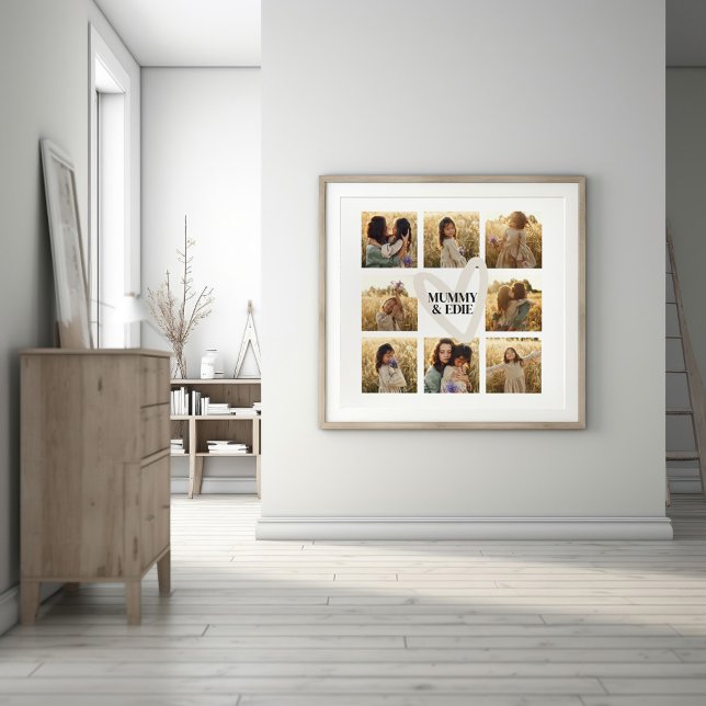 Poster Mummy multi-photoCreme coração elegante na moda (Criador carregado)