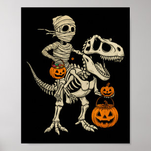 Poster Mummy Skeleton Andando Dinossauro T Rex Crianças H