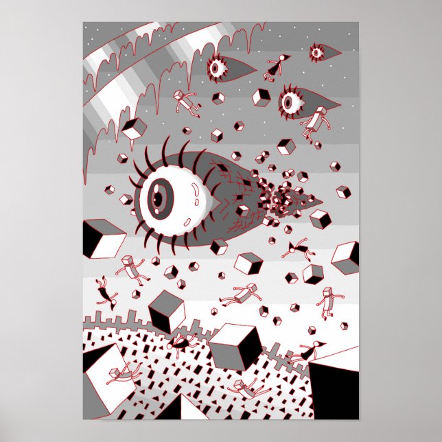 Poster Mundo à deriva de olhares desmoronando. (Frente)