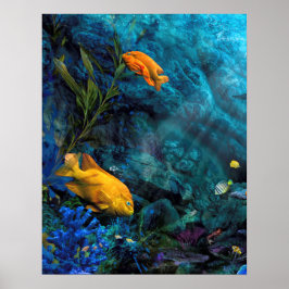 POSTER MUNDO AZUL DE PEIXE DE LARANJA