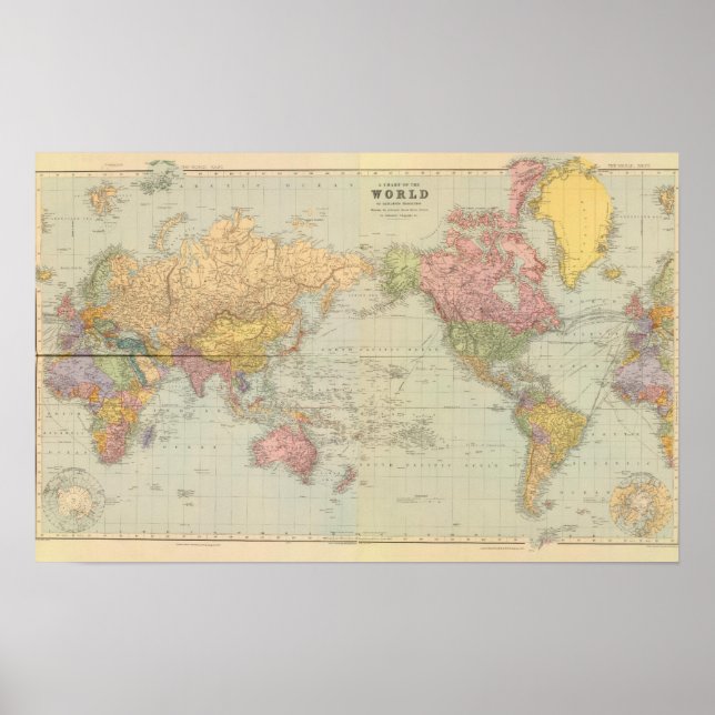 Poster Mundo Composto na projeção do Mercator (Frente)