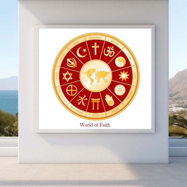 Pôster Mundo da Fé (Beautiful posters that highlight the global diversity of spiritual religions and beliefs.)